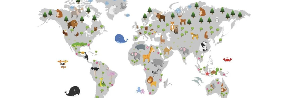 Papier Peint Panoramique pour enfant avec la carte du monde