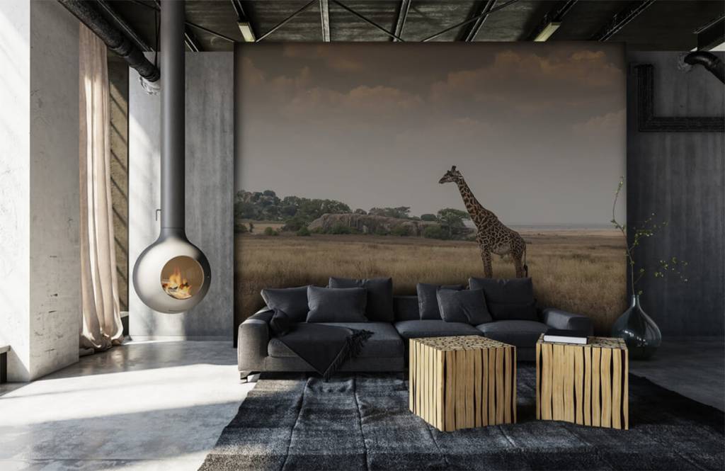 Animaux - Girafe dans la savane - Chambre à coucher 2