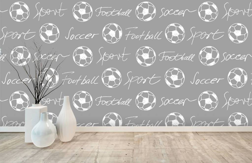 Papier peint de football - Ballons de football et texte - Chambre d'enfants 2