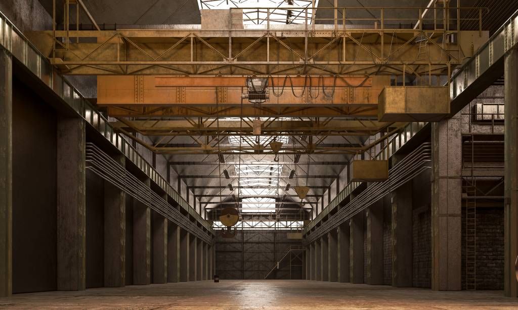Hall industriel abandonné