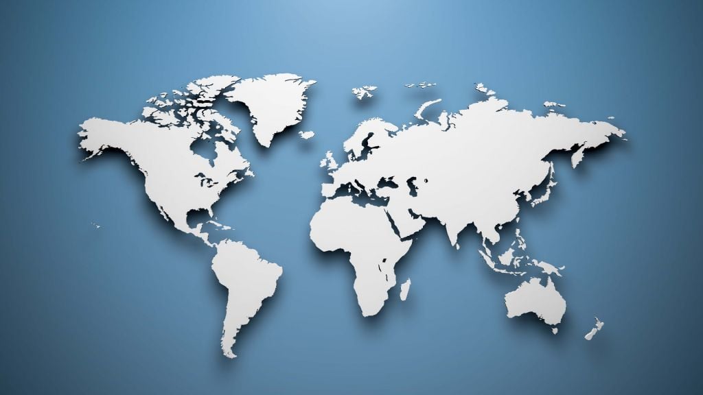 Carte du monde en 3D bleu