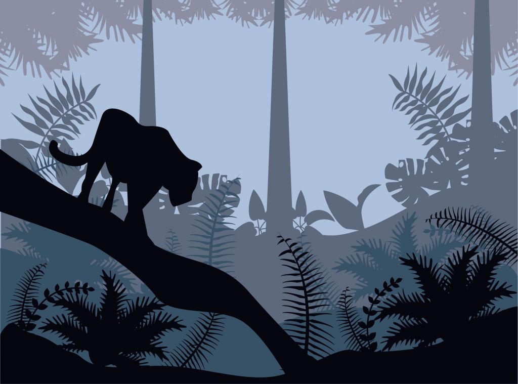 Léopard dans une jungle bleue