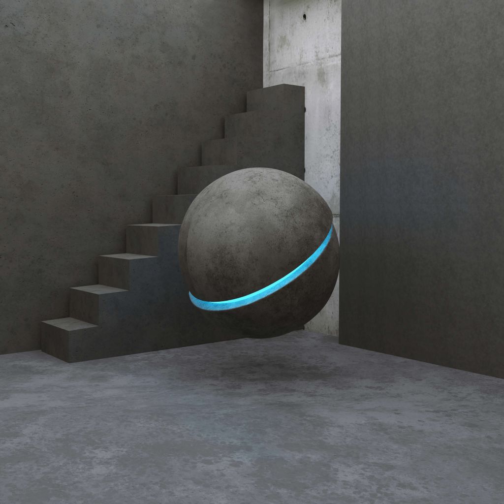 Escalier avec boule flottante 3D
