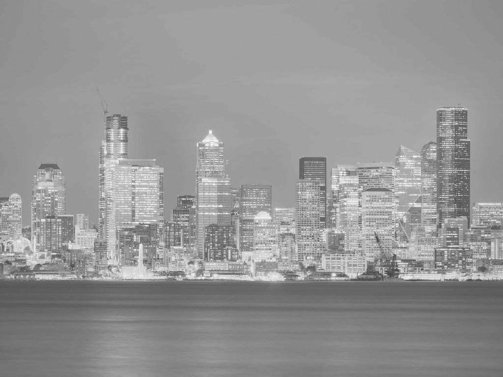 Skyline Seattle en noir et blanc