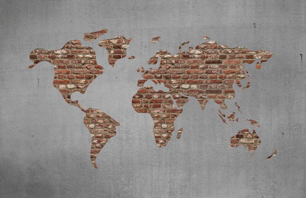 Carte du monde avec briques