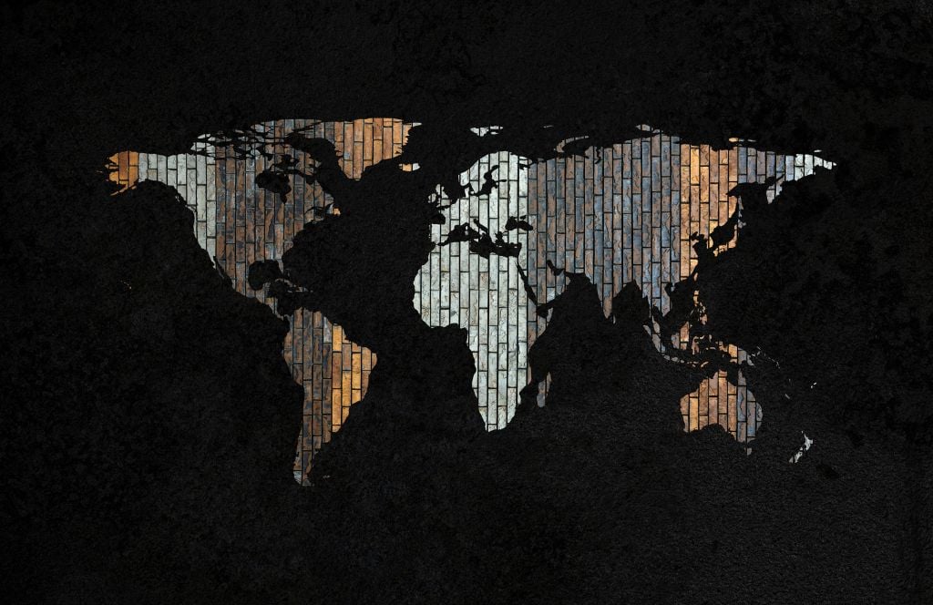 Carte du monde avec briques verticales