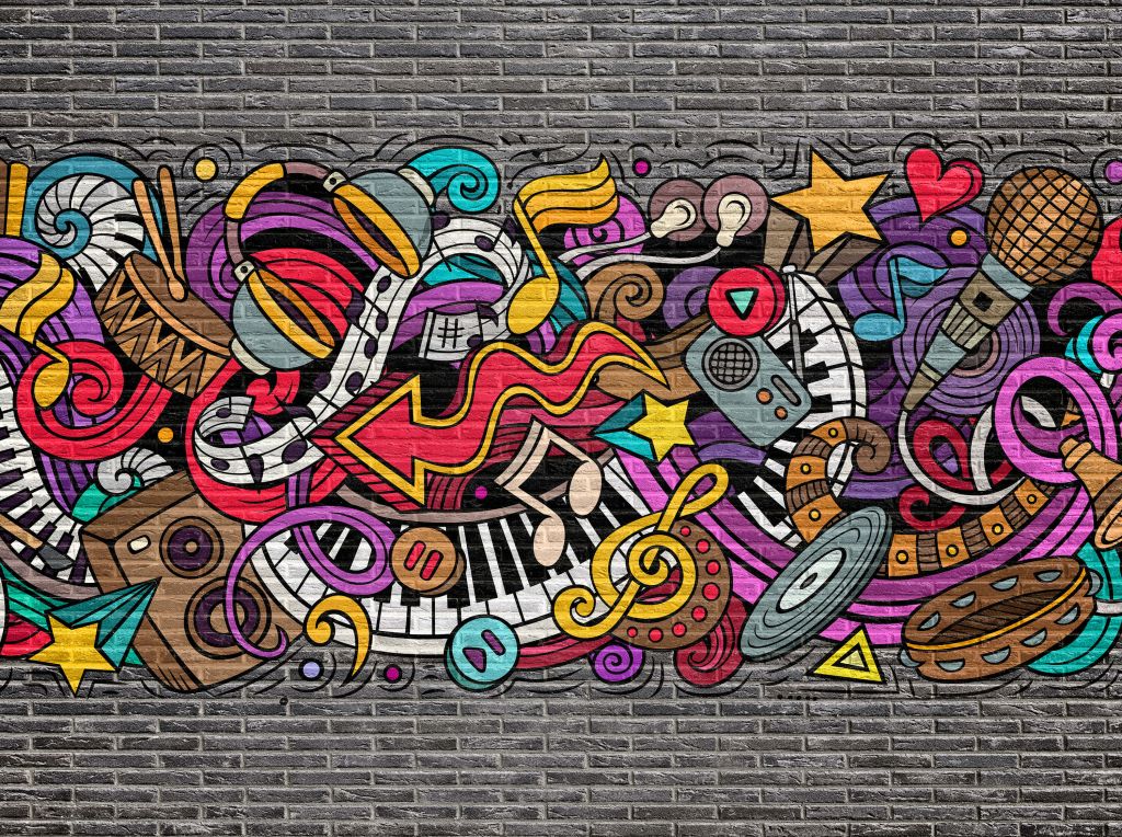 Graffitis musicaux sur briques