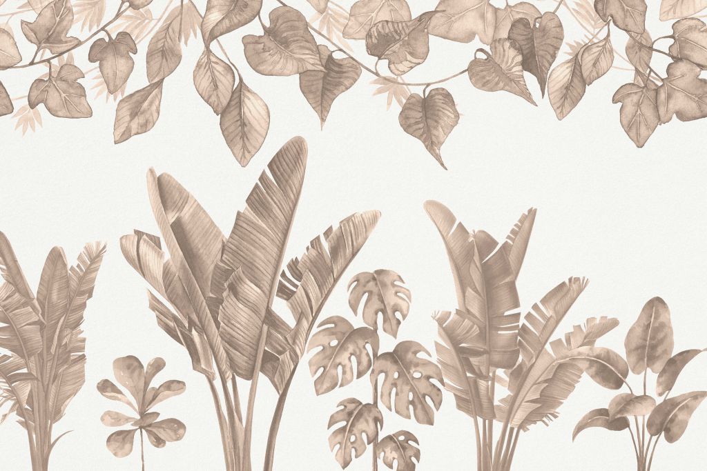 Feuilles de jungle en taupe