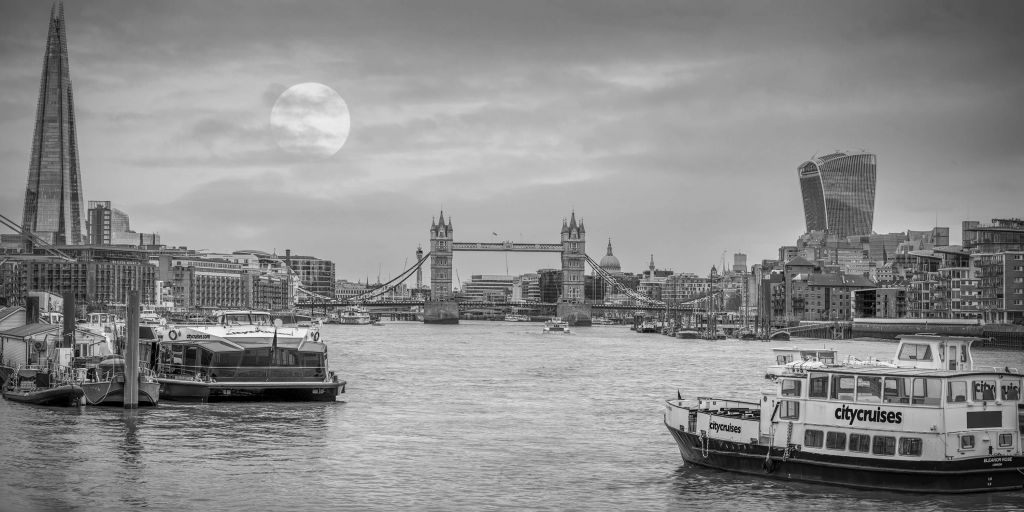 Vue de la ville de Londres en noir et blanc