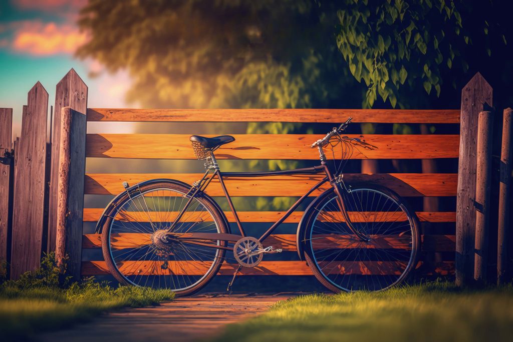 Vélo près d'une clôture en bois