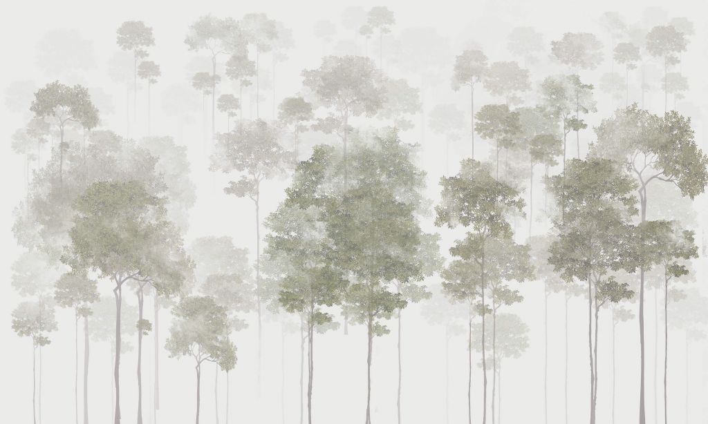 Forêt peinte dans la brume