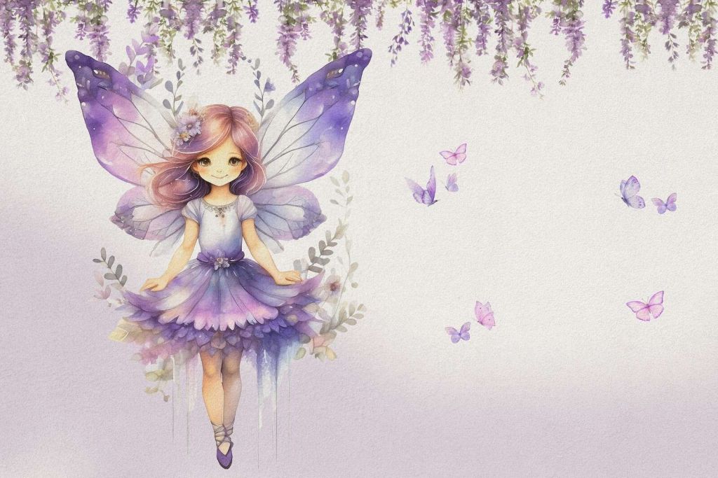 Papillon elfe violet dans le jardin de fleurs.