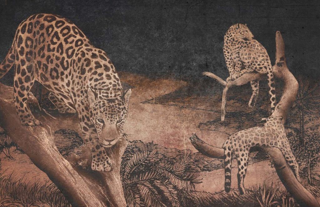 Léopards dans la forêt crépusculaire