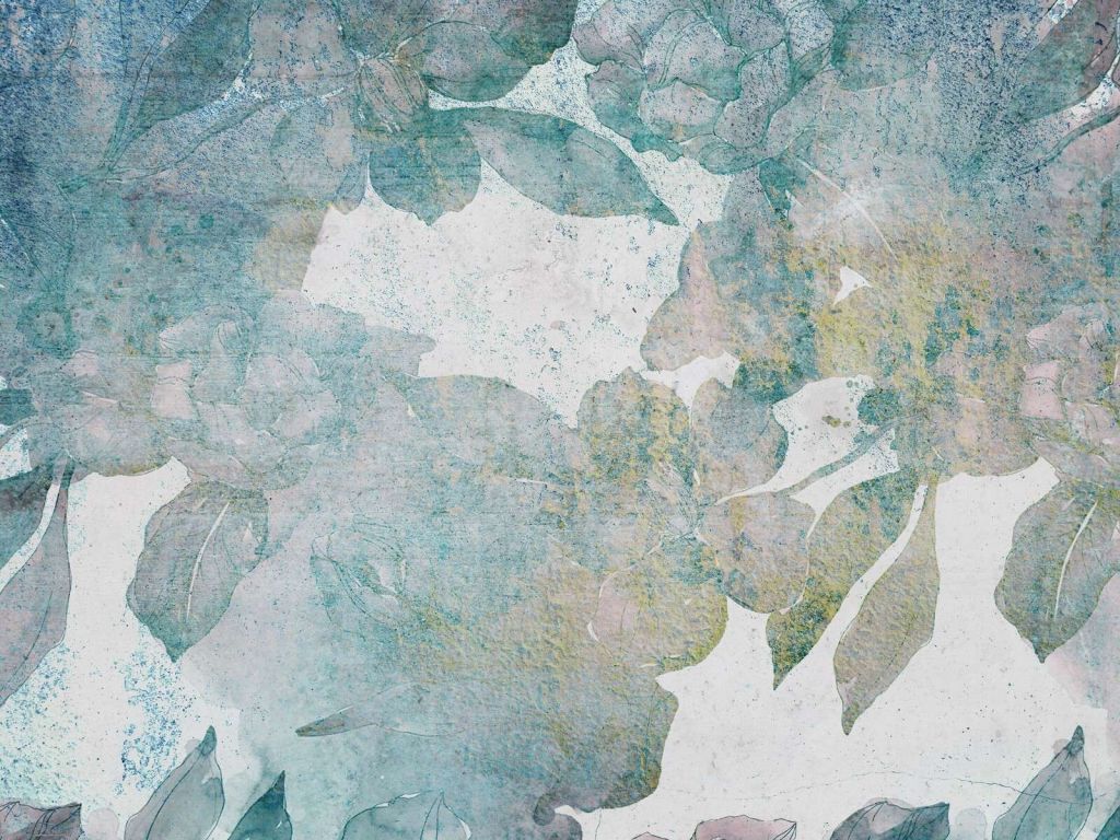 Pivoines fanées en bleu aquarelle