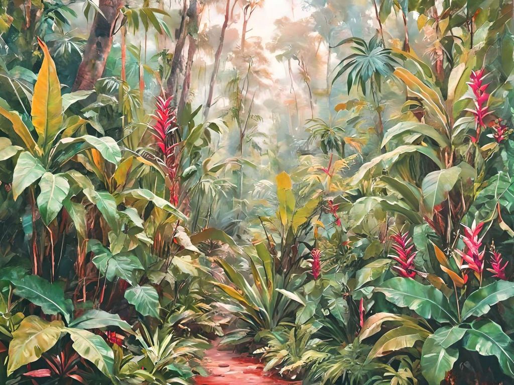 Ciel du matin au-dessus du chemin tropical