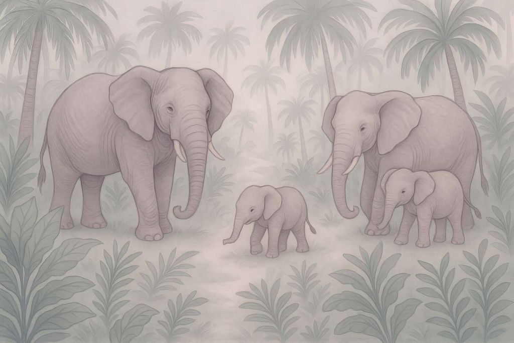 Famille d'éléphants dans la jungle.