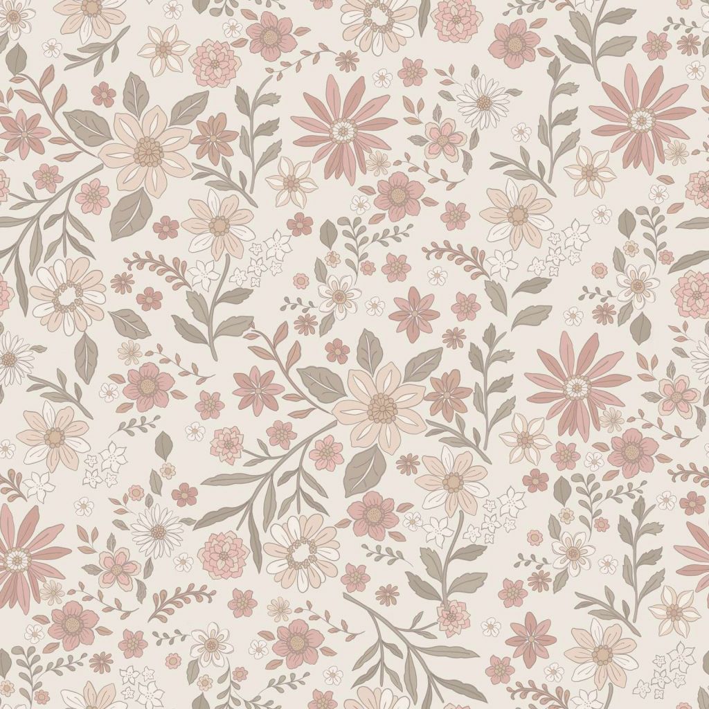 motif vintage de fleurs des champs rose doux
