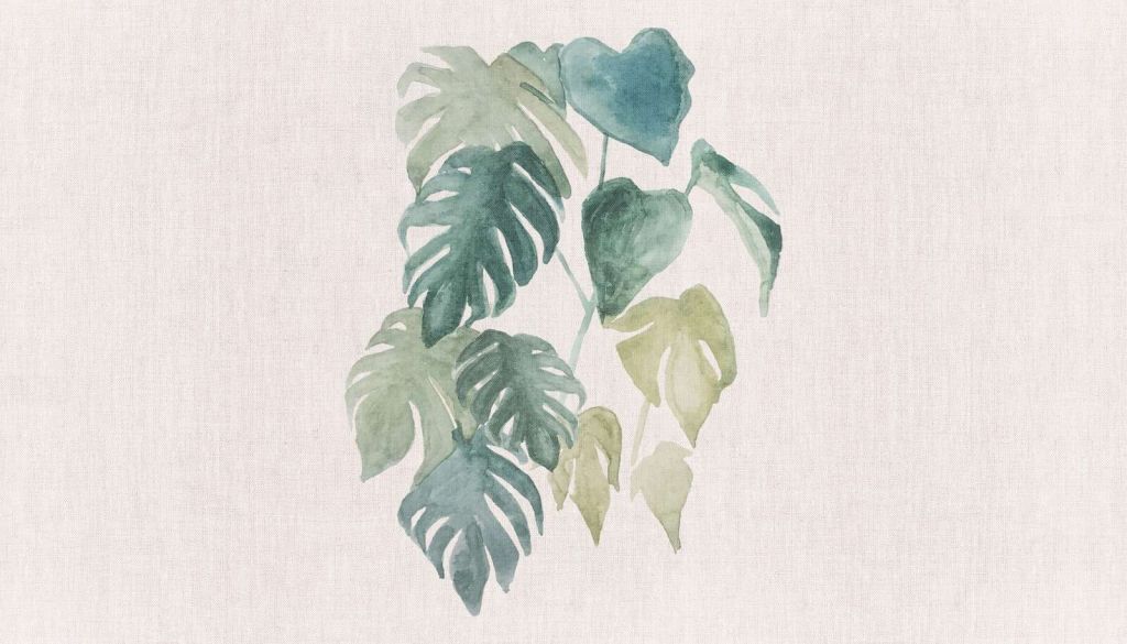 Feuilles d'aquarelle dans des tons tropicaux