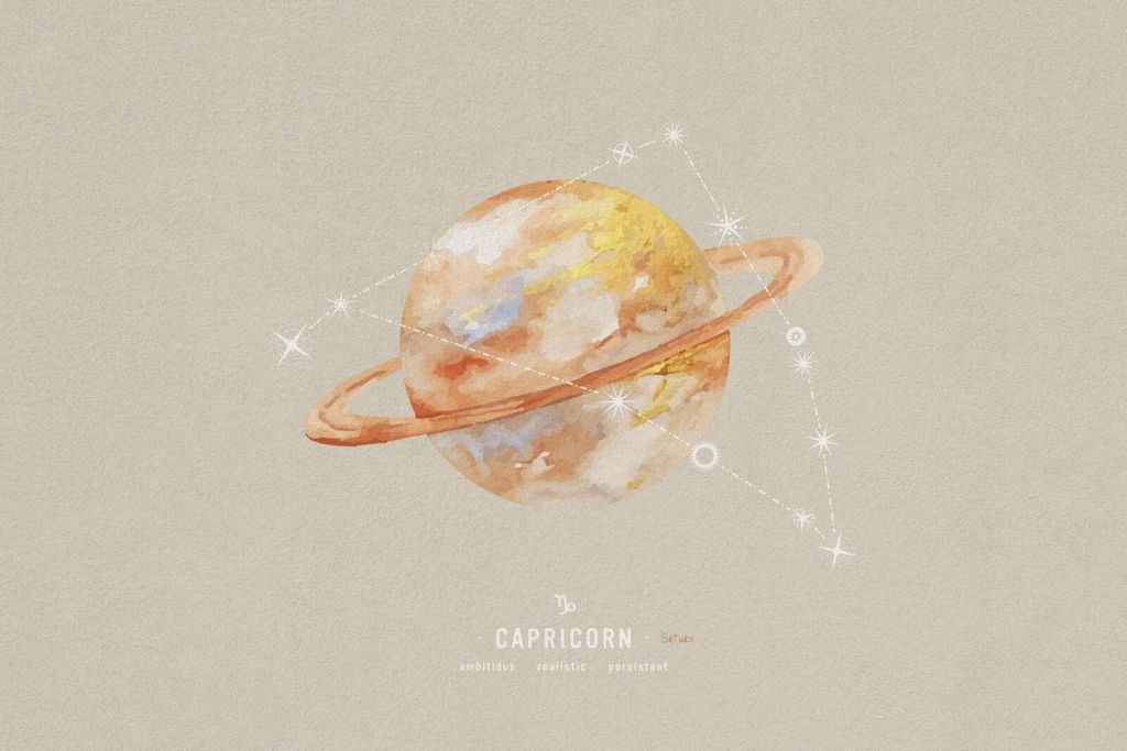 Capricorne Avec Saturne d'Or