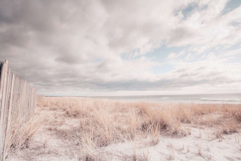 Dunes de sable sur une côte tranquille.