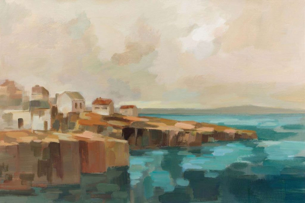 Maisons de falaise calmes au bord de la mer.