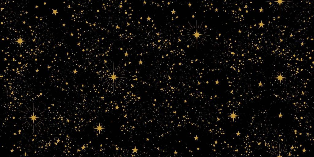 Pluie d'étoiles dorées sur fond noir
