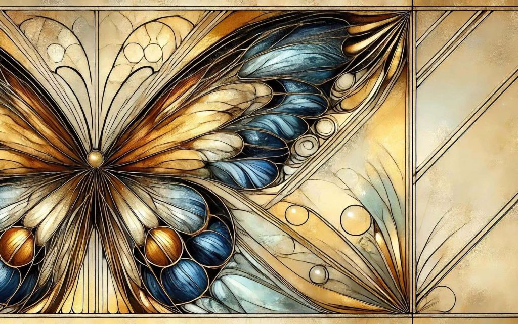 Papillon doré et bleu nuit