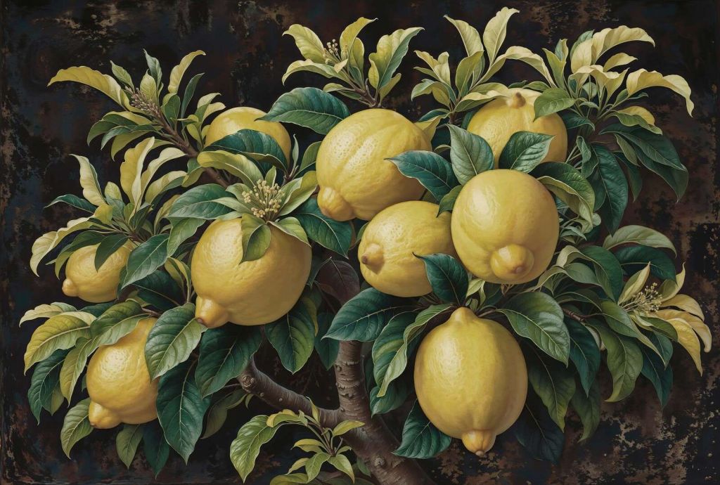 Des citrons mûrs sur un citronnier.