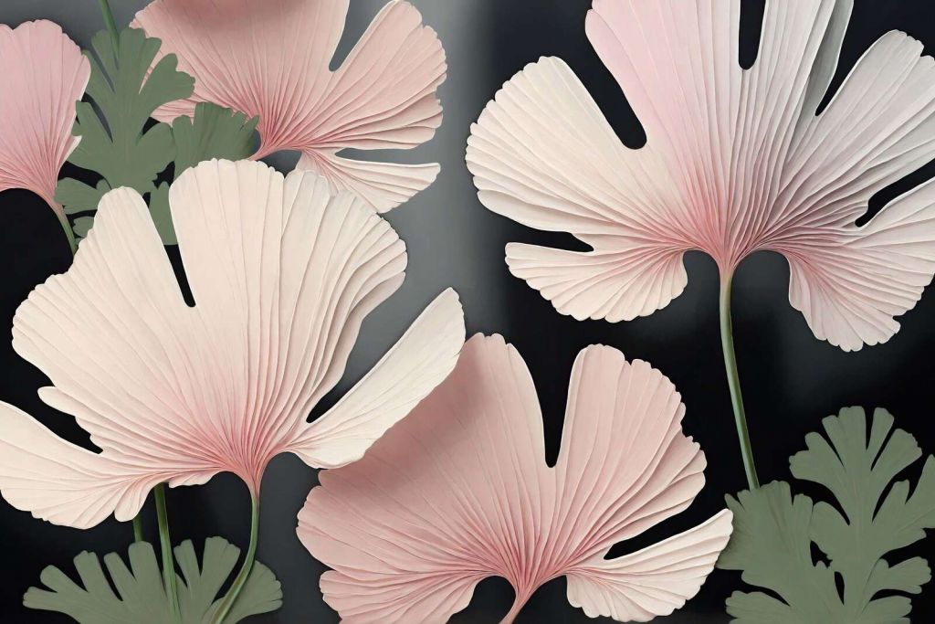 Feuilles de ginkgo douces en blush