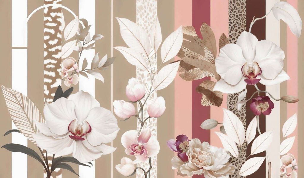 orchidées à rayures et imprimé animal