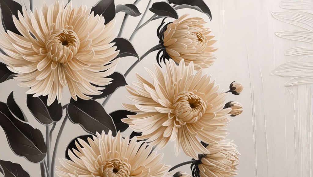 Élégance des chrysanthèmes couleur champagne