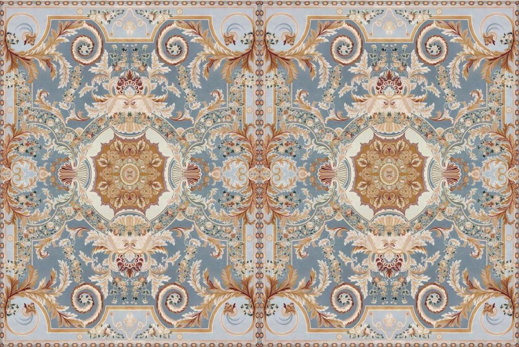 Ornement baroque en bleu clair.