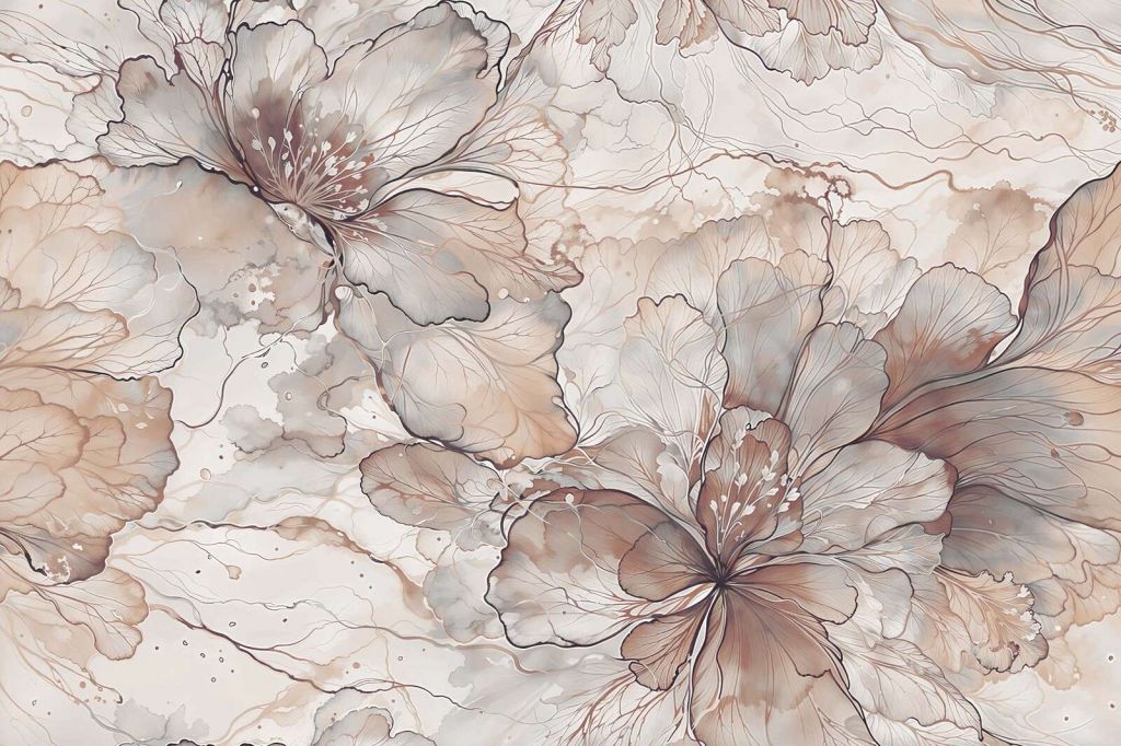 Fleurs à l'aquarelle dans des tons de terre doux