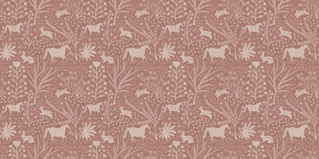 Prairie de fleurs sauvages avec des cerfs et des lièvres
