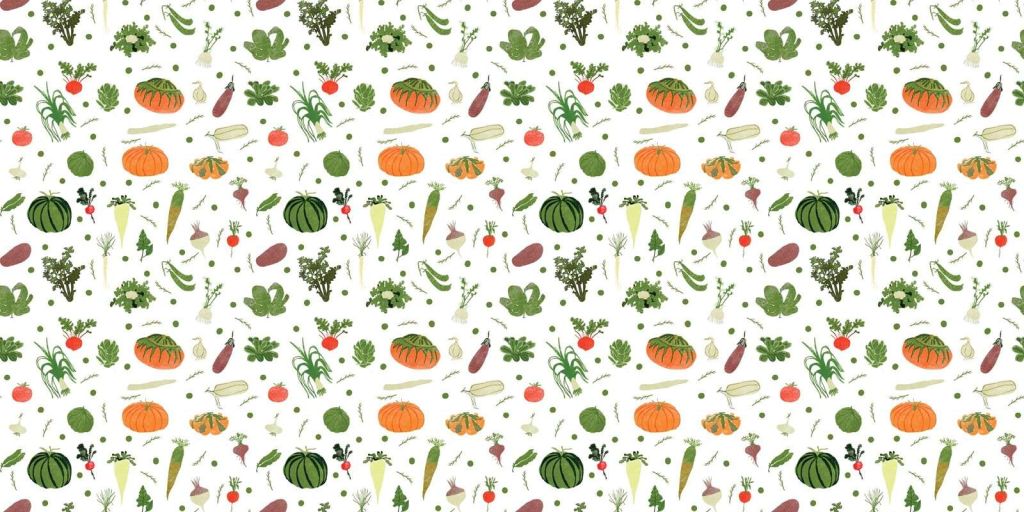 Jardin potager avec des citrouilles et des radis