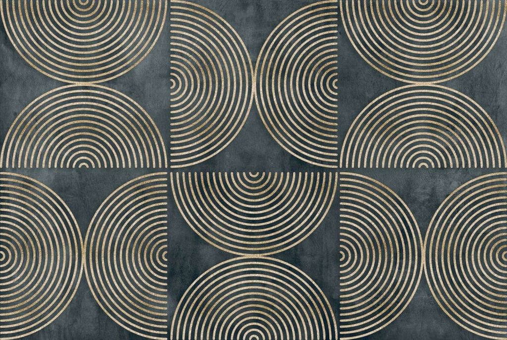 Cercles éclectiques Art moderne Or bleu-vert