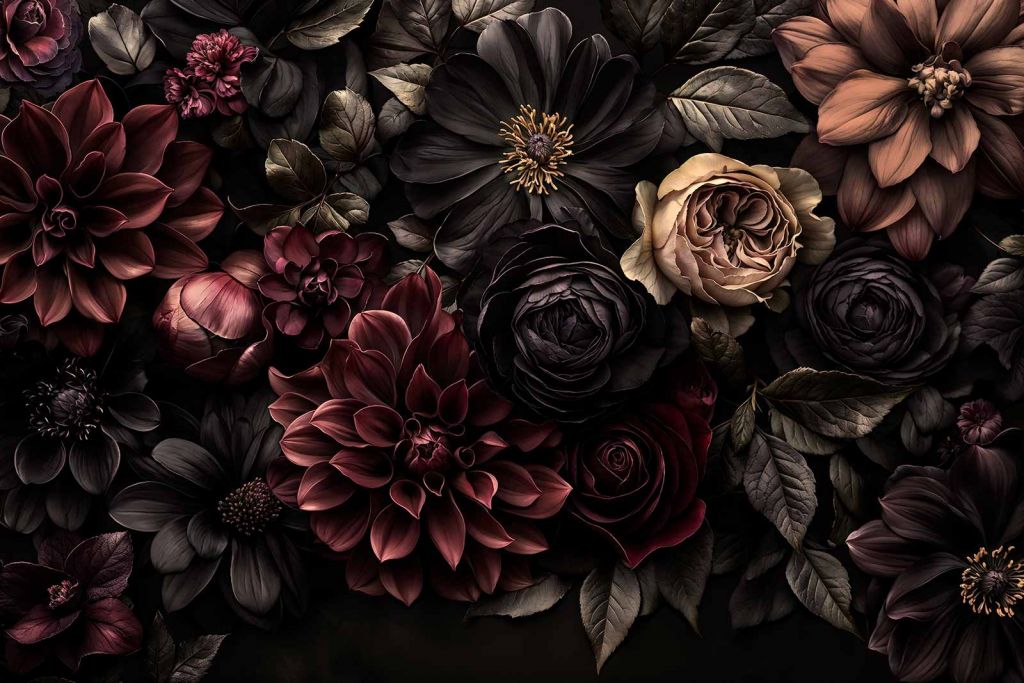 Botanique nocturne, fleurs baroques mélancoliques
