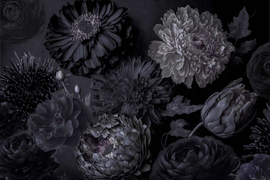 Fleurs sombres gris foncé
