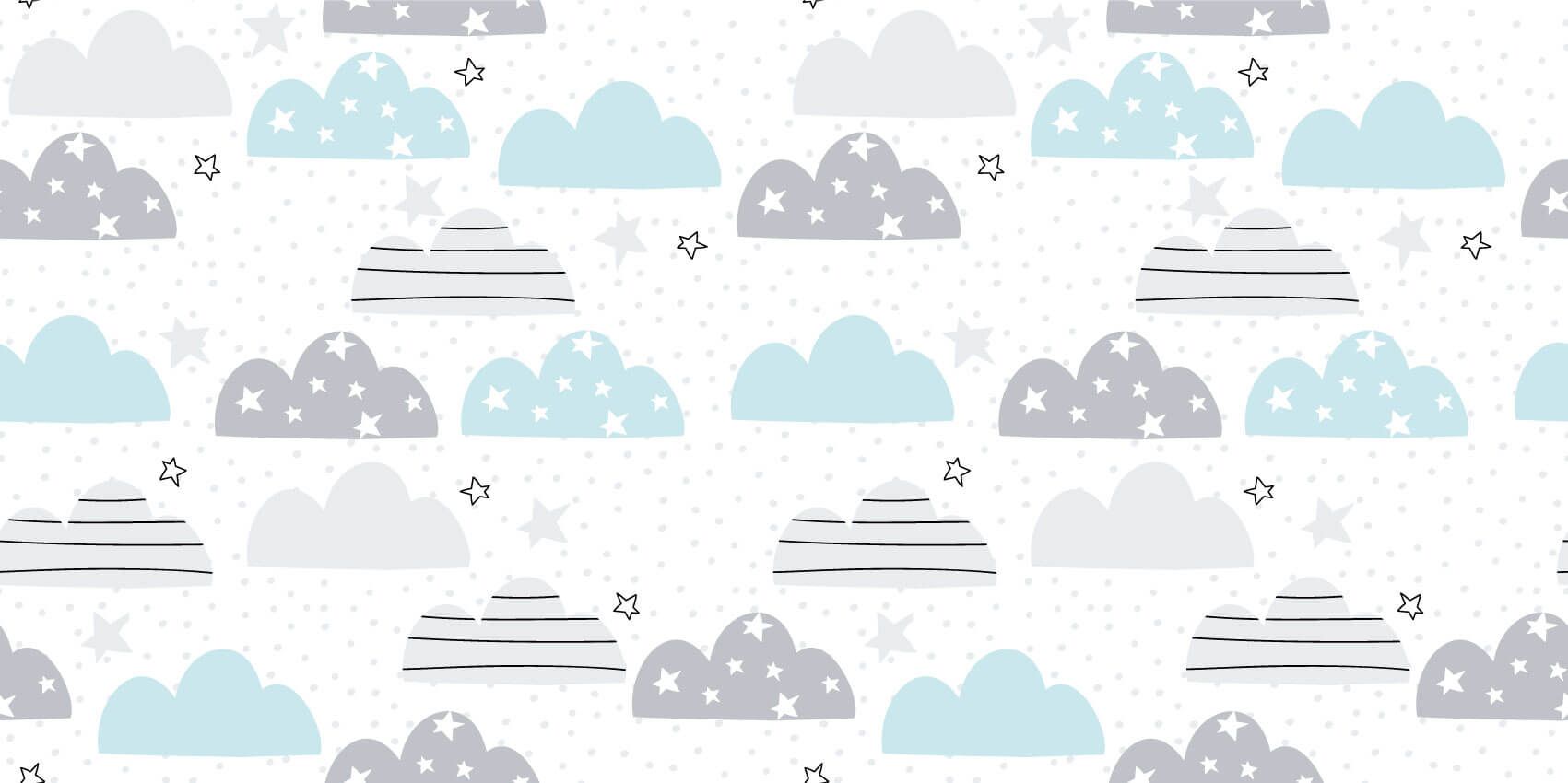 Papier peint bébé - Les nuages dessinés - Chambre de bébé