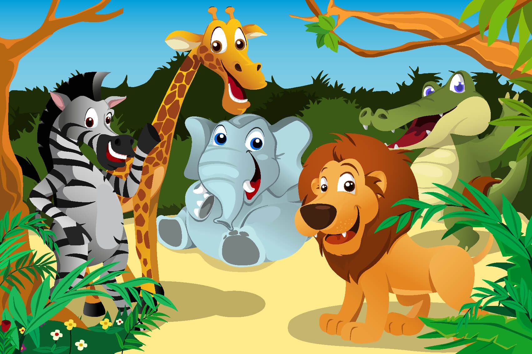Animaux de Safari - Animaux sauvages joyeux - Chambre d'enfants