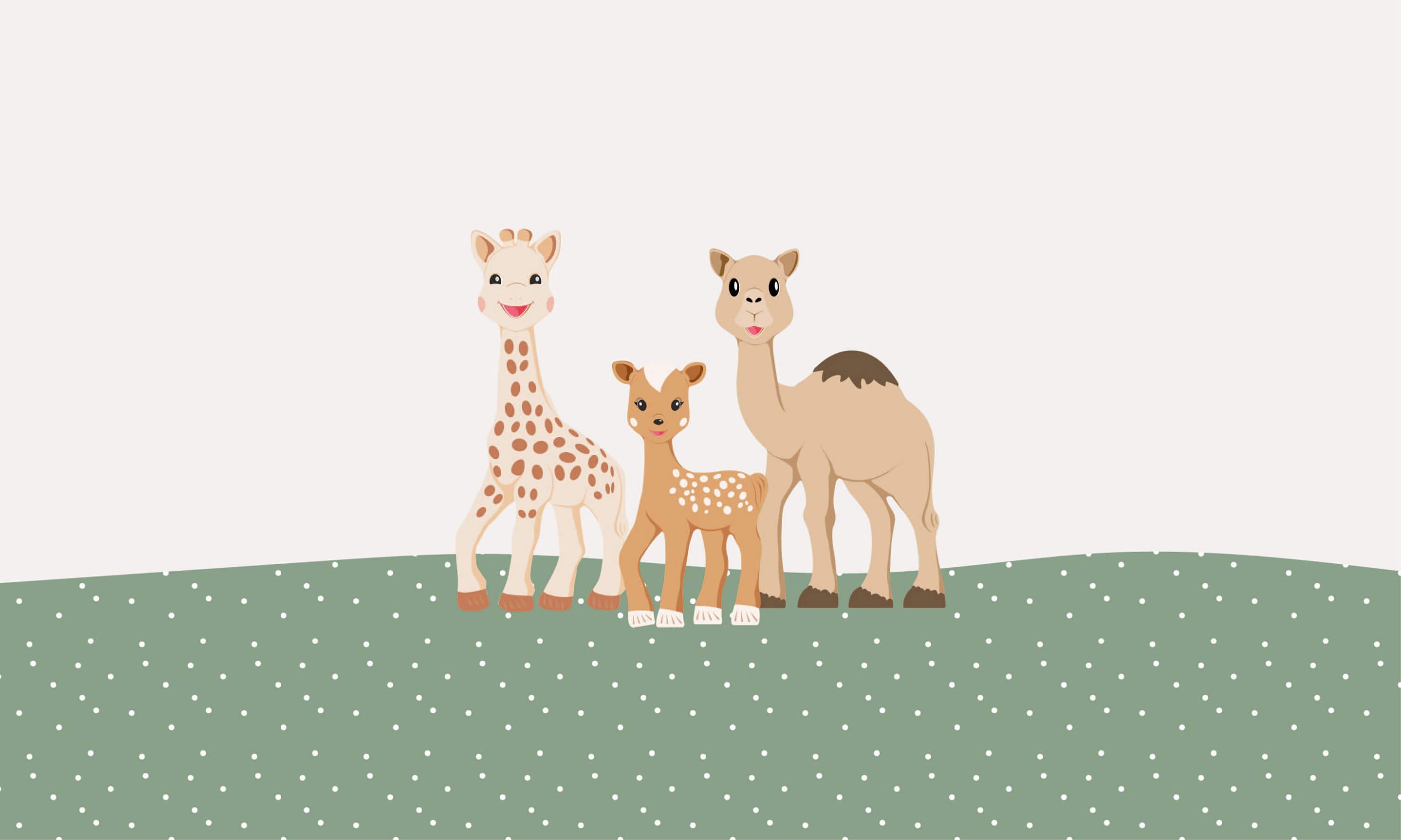 wallpaper Sophie la girafe® avec des amis