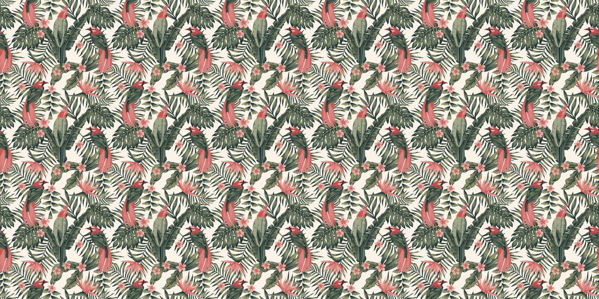 Plantes, fleurs et oiseaux tropicaux