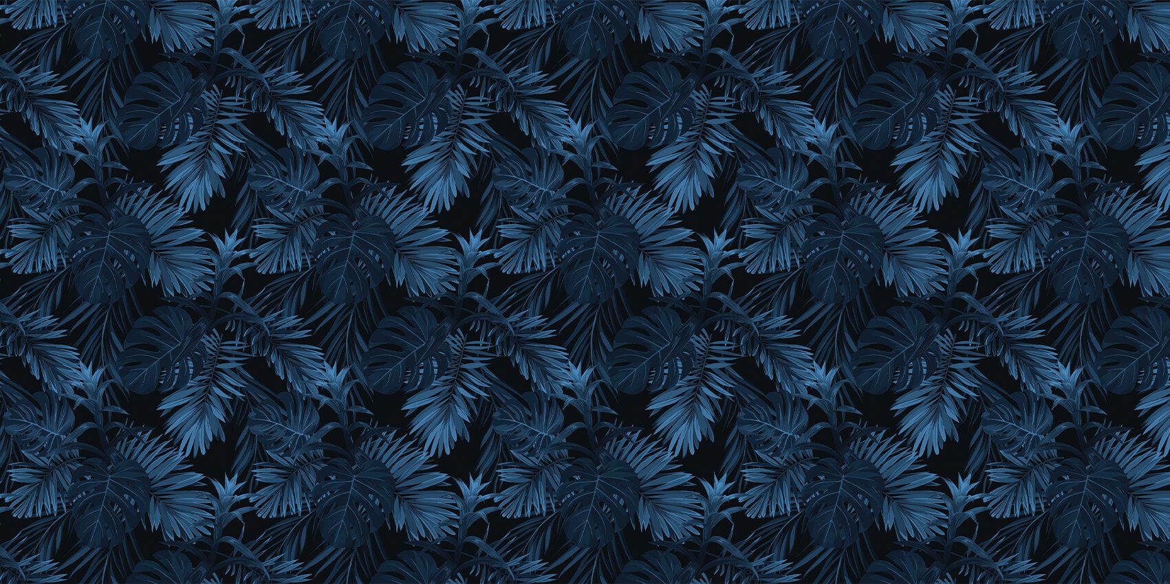 Motif Feuilles tropicales bleues