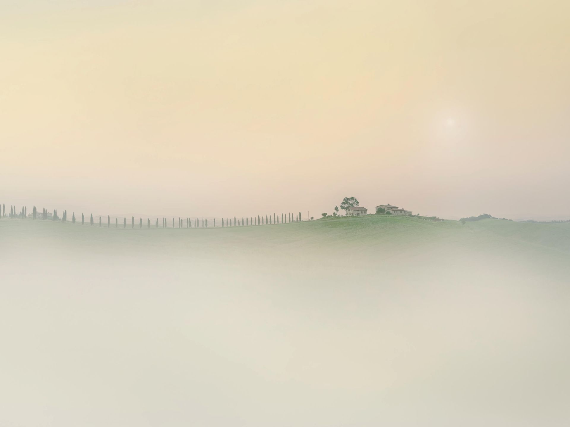 Paysage italien brumeux