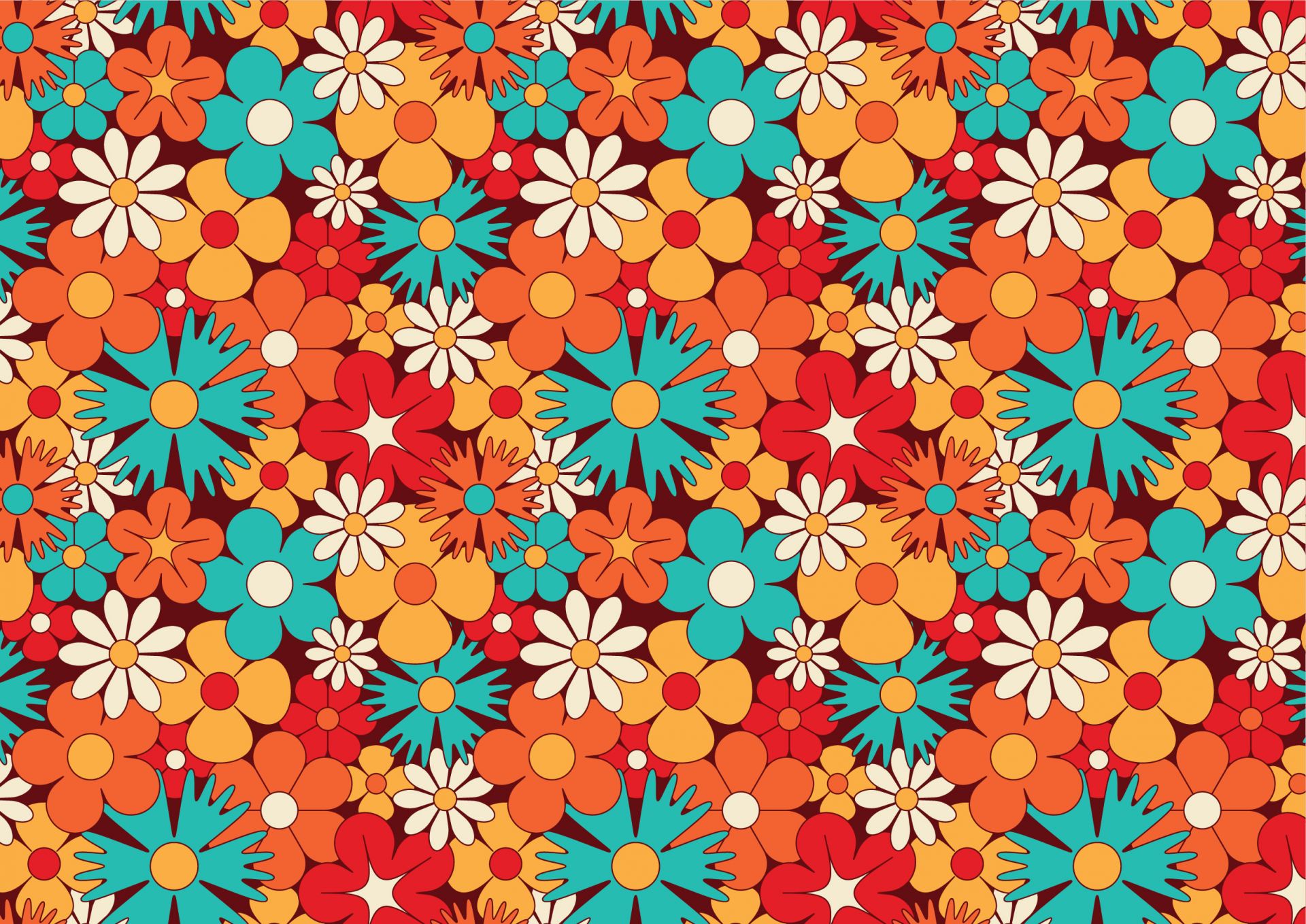 Fleurs rétro joyeuses