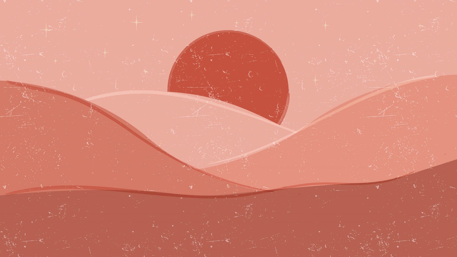 Vagues rouges devant le soleil