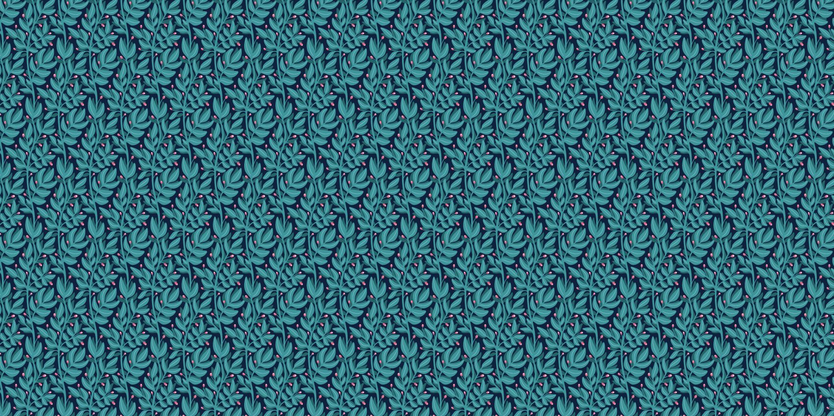 Motif petites branches bleu canard