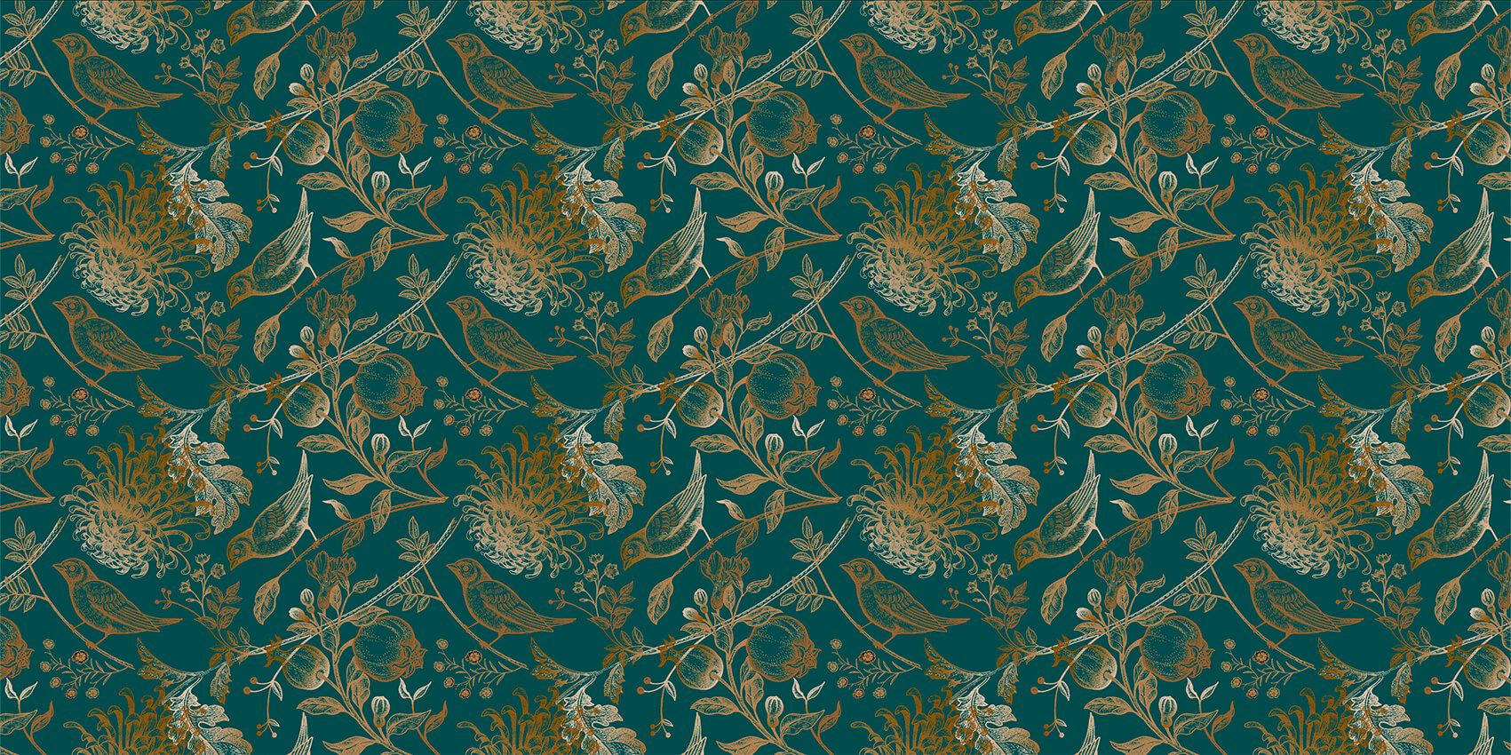 Motif de chrysanthèmes et d'oiseaux