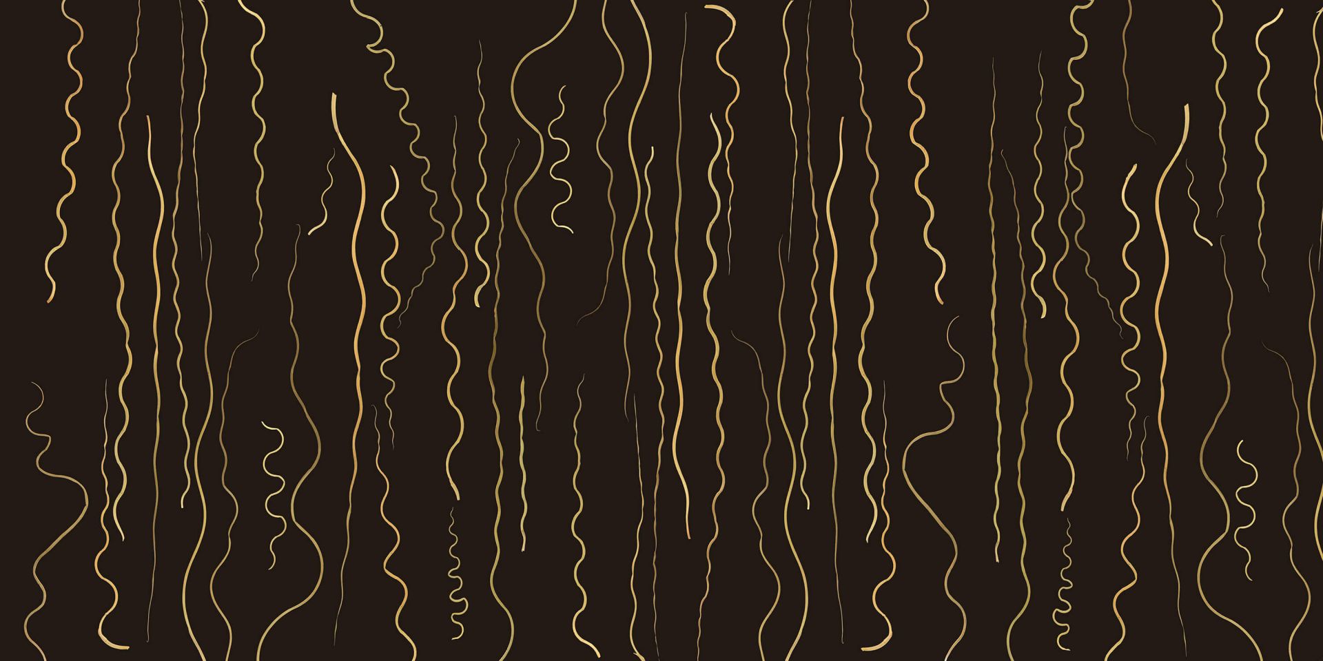 Lignes organiques herbe or sur noir ébène