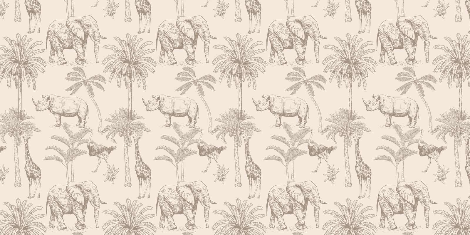 Jungle animaux beige